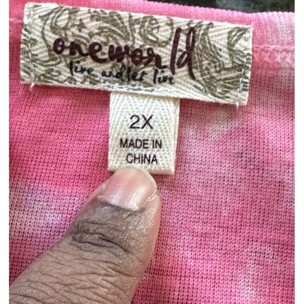 One World Live And Let Live Taurus Zodiac Top Rhinestone Pink Fairy Festive 2X Size undefined - Image 6