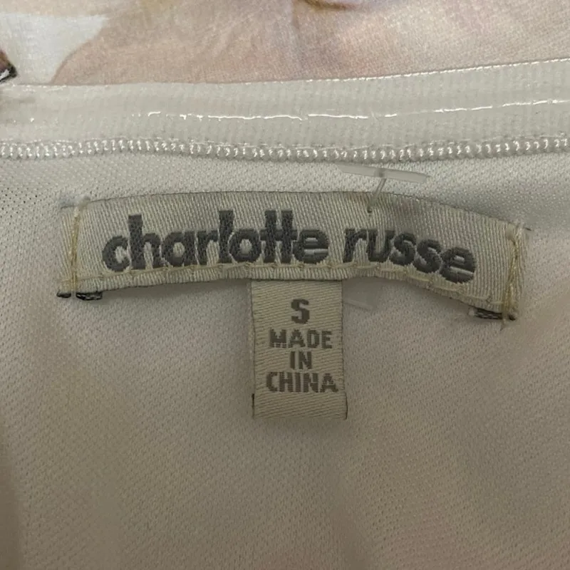 Charlotte Russe White Floral Strapless Sleeveless Tube Jumpsuit Romper Shorts S - Image 3