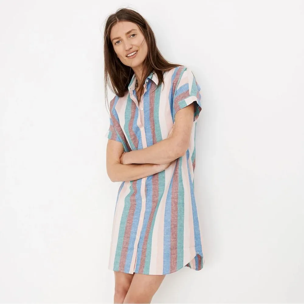 Madewell Central‎ Linen Button Down Shirtdress in Flagstaff Stripe XS - Image 9