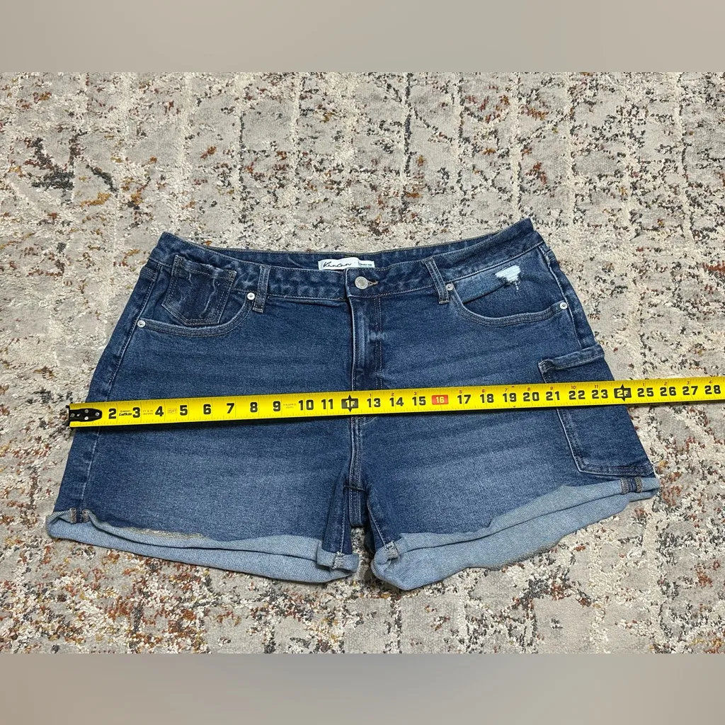 KANCAN high rise jean shorts size 32 cuffed Blue - Image 3