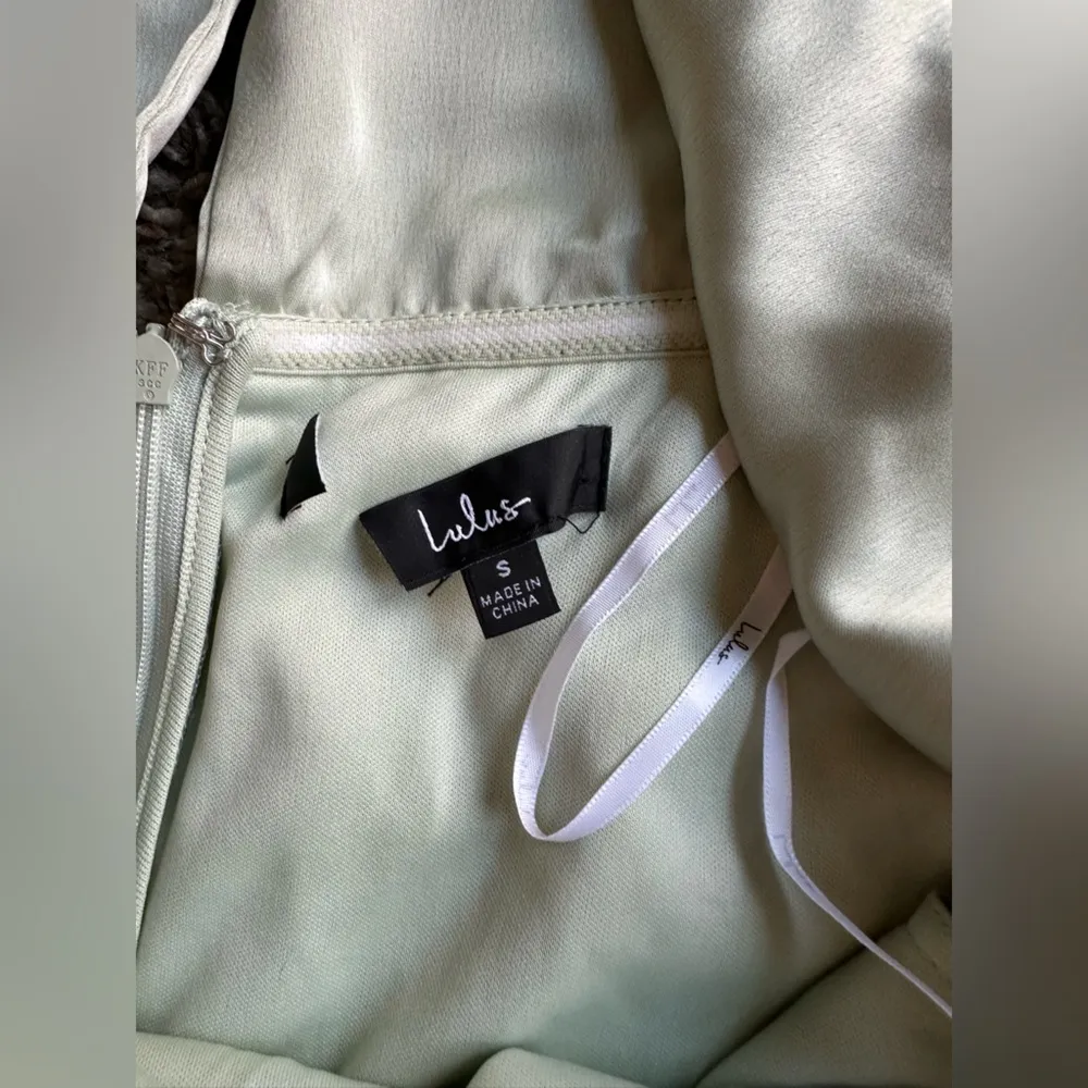 Lulus Always Celebrating Sage Green Satin Off-the-Shoulder
Mini Dress - Image 6