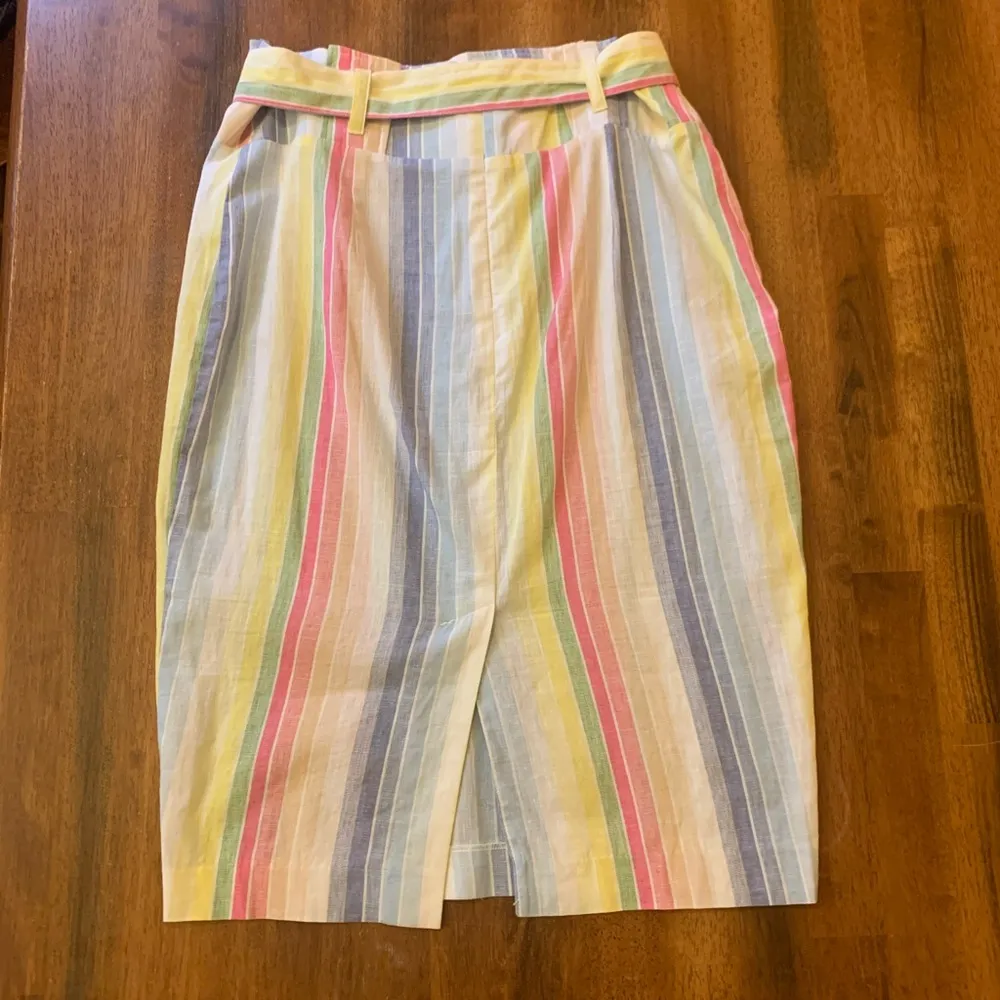 New York & Company Skirt 12 Yellow Pink Green Blue Tie Front Pencil 7th Avenue - Image 7