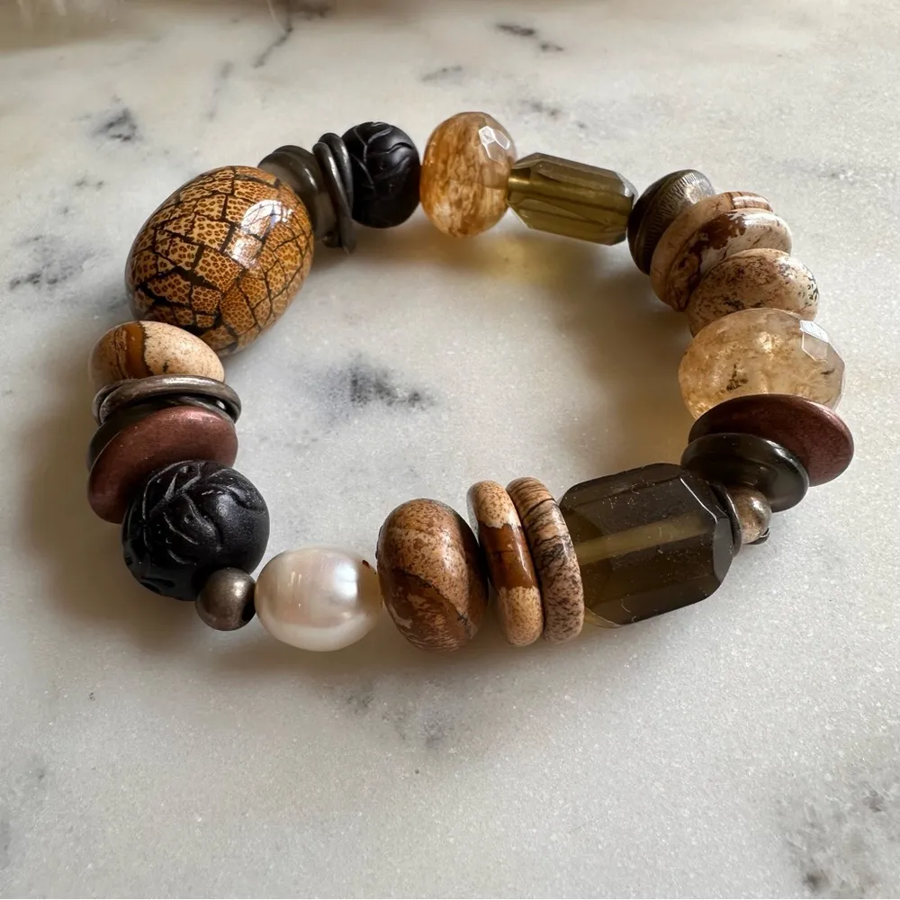 Jewelry Jasper & Mixed Stone Sterling Silver Stretch Bead Bracelet - Image 5