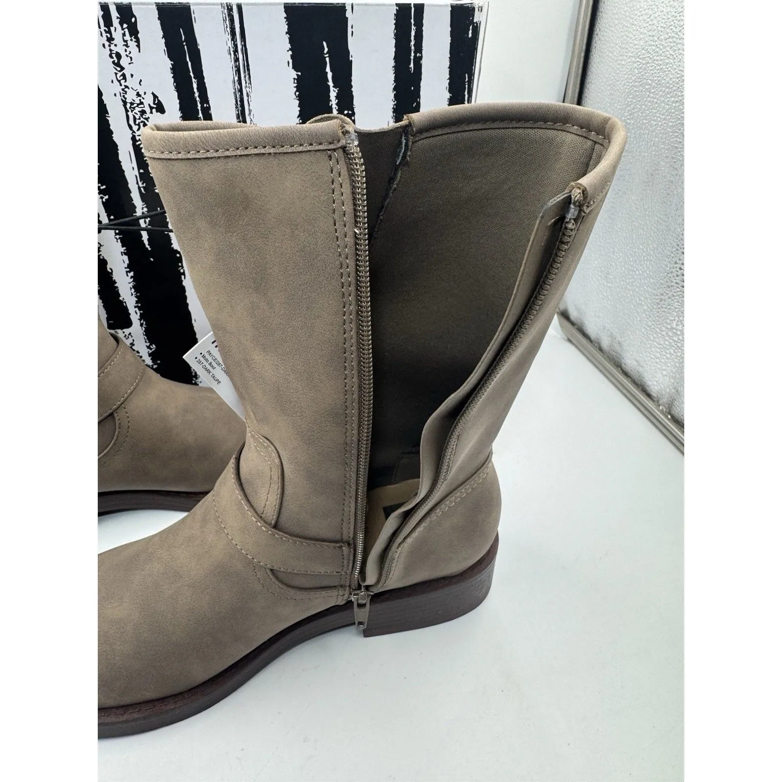 Dv By Dolce Vita Women Side Zip Buckle Moto Bike Boot Dark Taupe Size 8 - Image 8