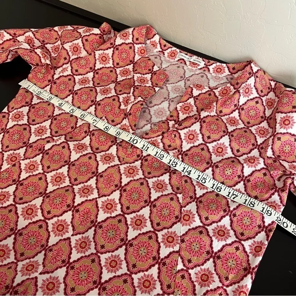 Valeria Ferlini Dublin kaftan dress,poplin,trelis floral print, split V neck Red Size M - Image 10