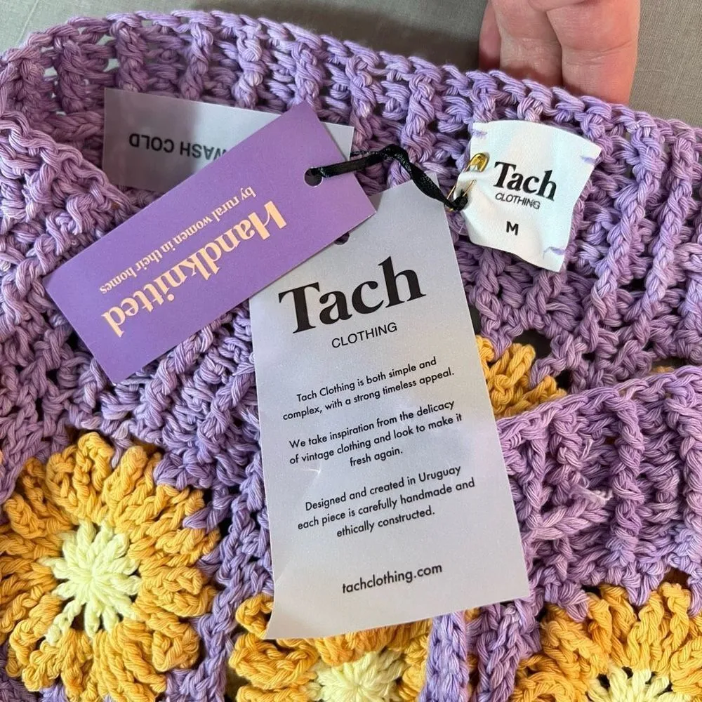 Tach nwt Gloria crochet knit granny square high waisted shorts size medium - Image 9