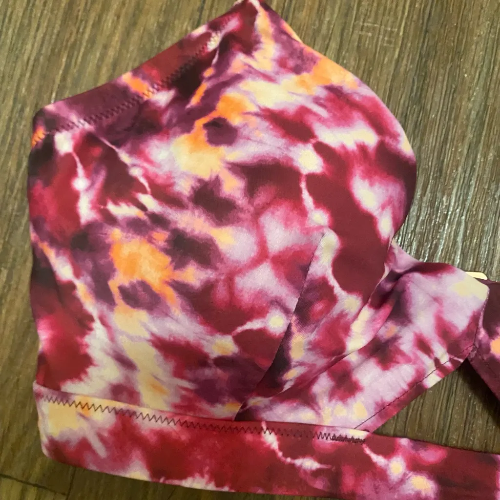 Shade & Shore Womens Underwire Bikini Swim Top Bra 36 DD Dark Pink  Tie Dye - Image 2