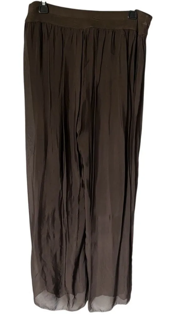 Belle France Brown Gaucho Pants Size M Silk Blend Flowy Boho Size M - Image 1