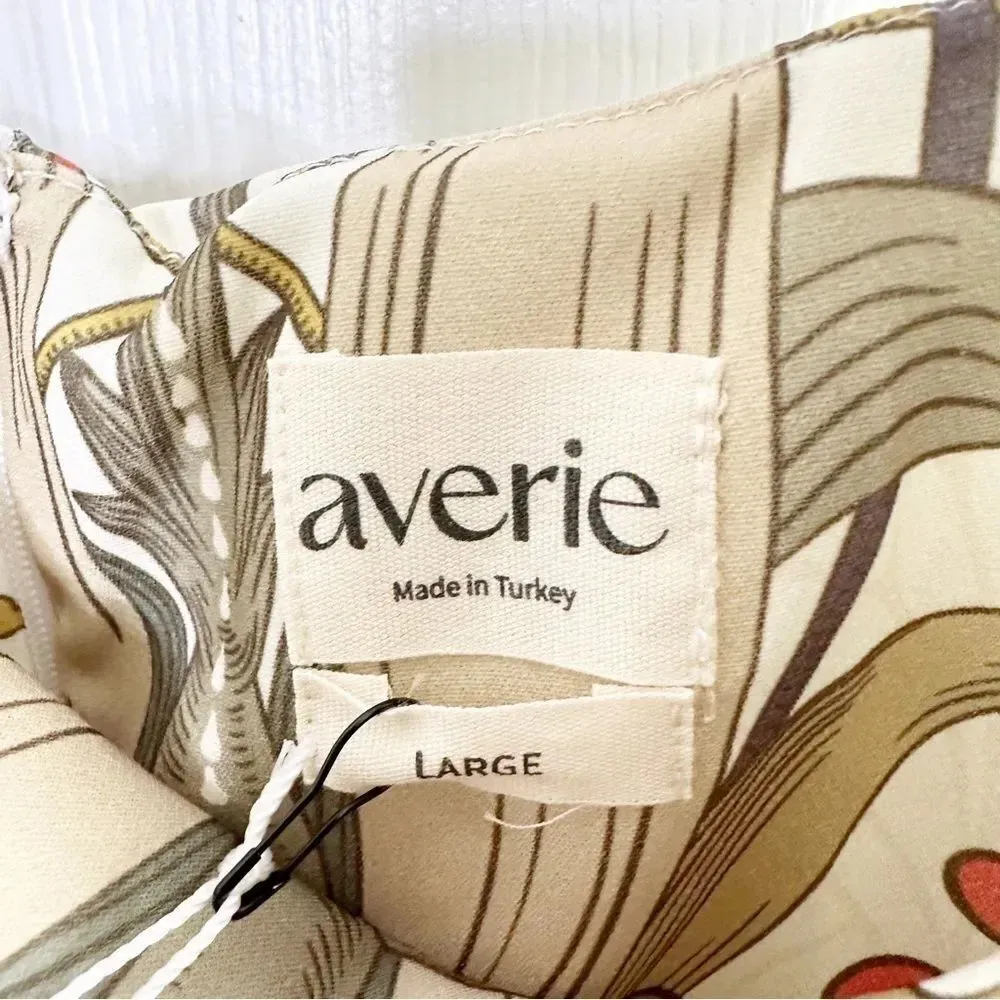 AVERIE Zaila Sleeveless Floral Print Botanical Pleated Midi Dress Size L‎ NWT Tan Size L - Image 5