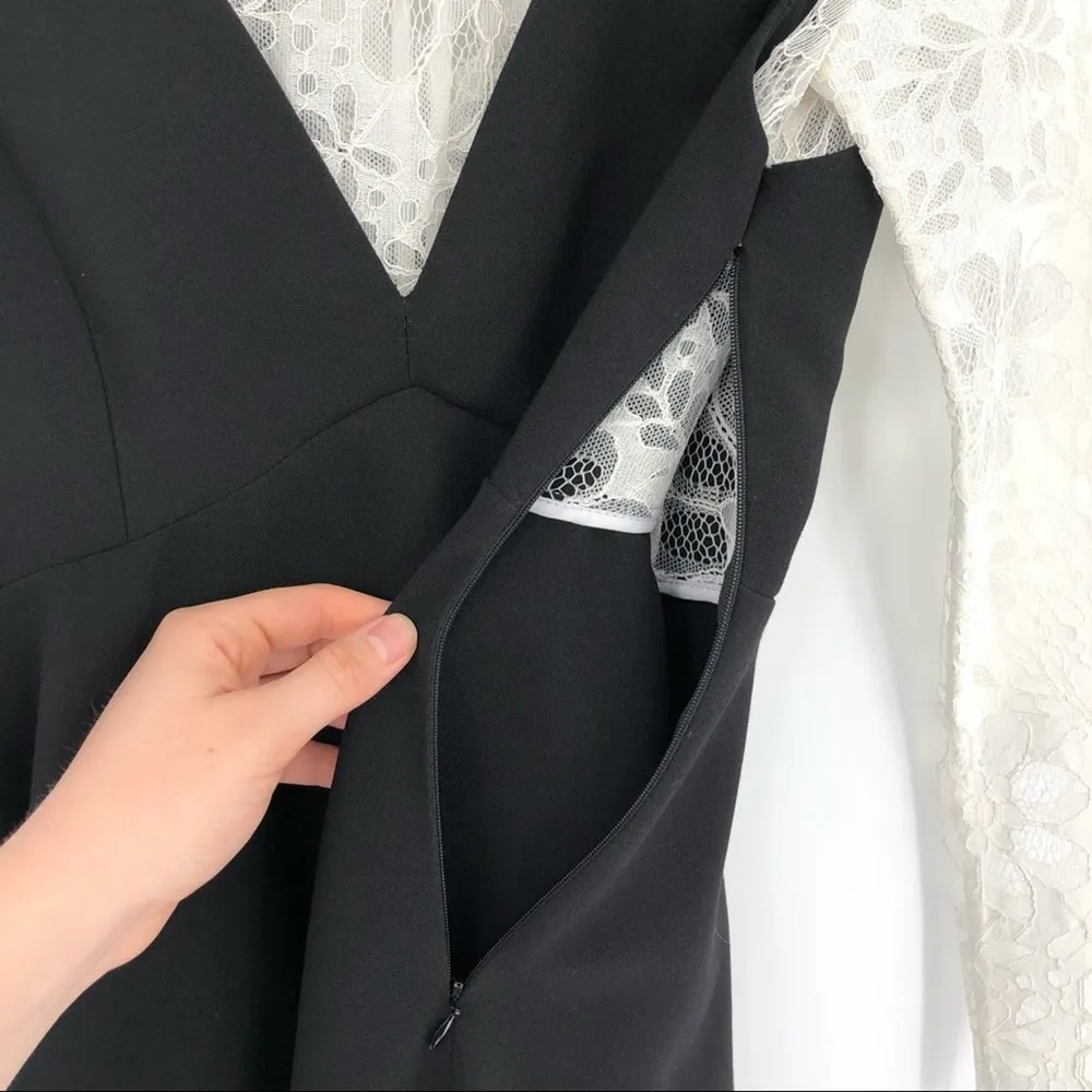 NWOT  Paris Nita Layered Lace Dress Black White S - Image 8