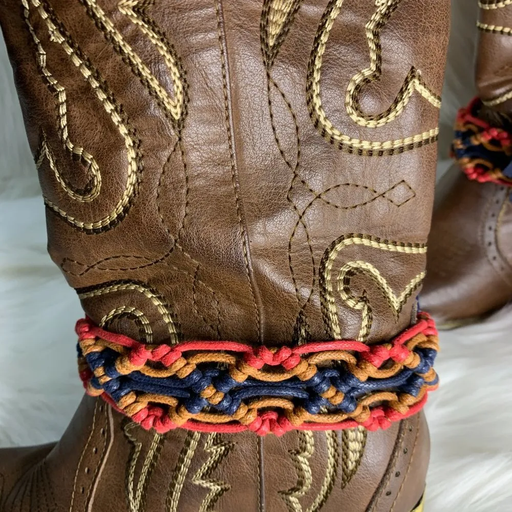 Handmade Womens Multicolor Floral Removable Boot Band One Size Boot Cuff Purple - Image 6