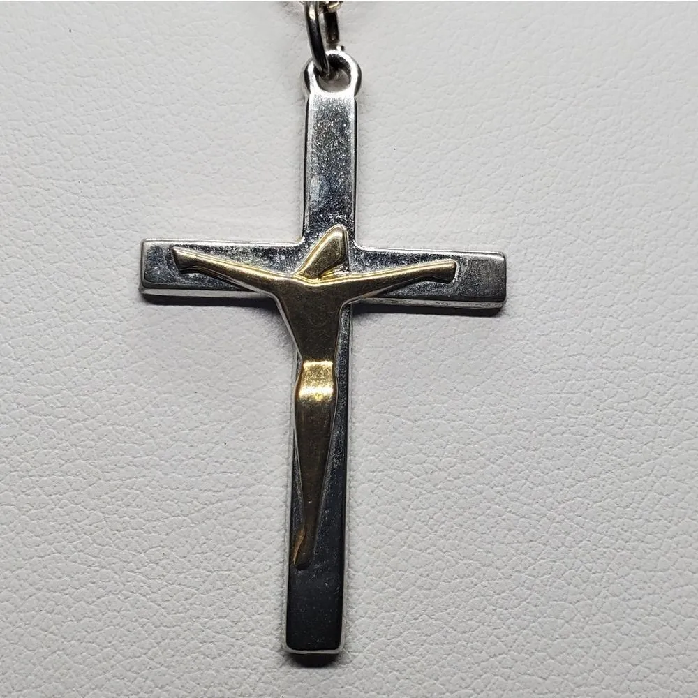 Sterling Silver Necklace & Crucifix Pendant Silver - Image 2