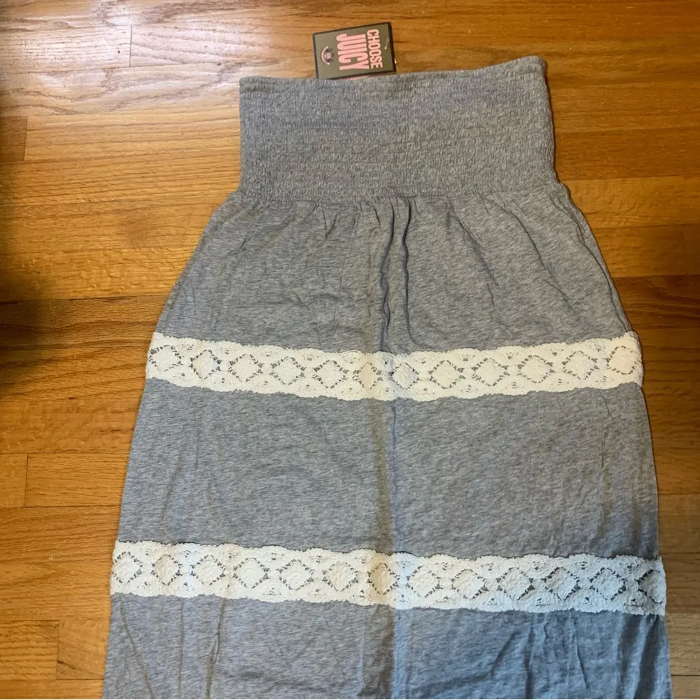 Juicy Couture Pam Gela Heather Cozy Long Maxi Crochet Modal Gray Dress Women's M - Image 3