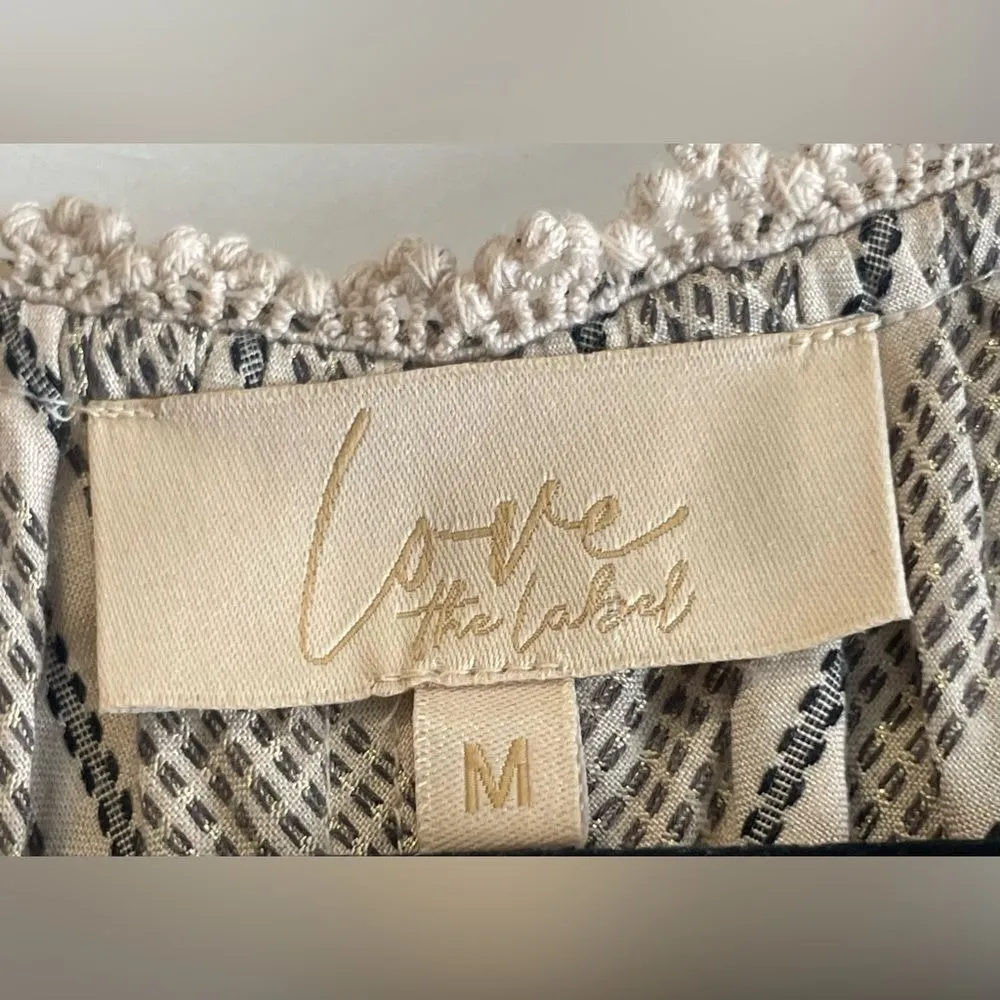 Anthropologie Love The Label Coba Stripe MIDI Dress Gold Thread Medium‎ - Image 4