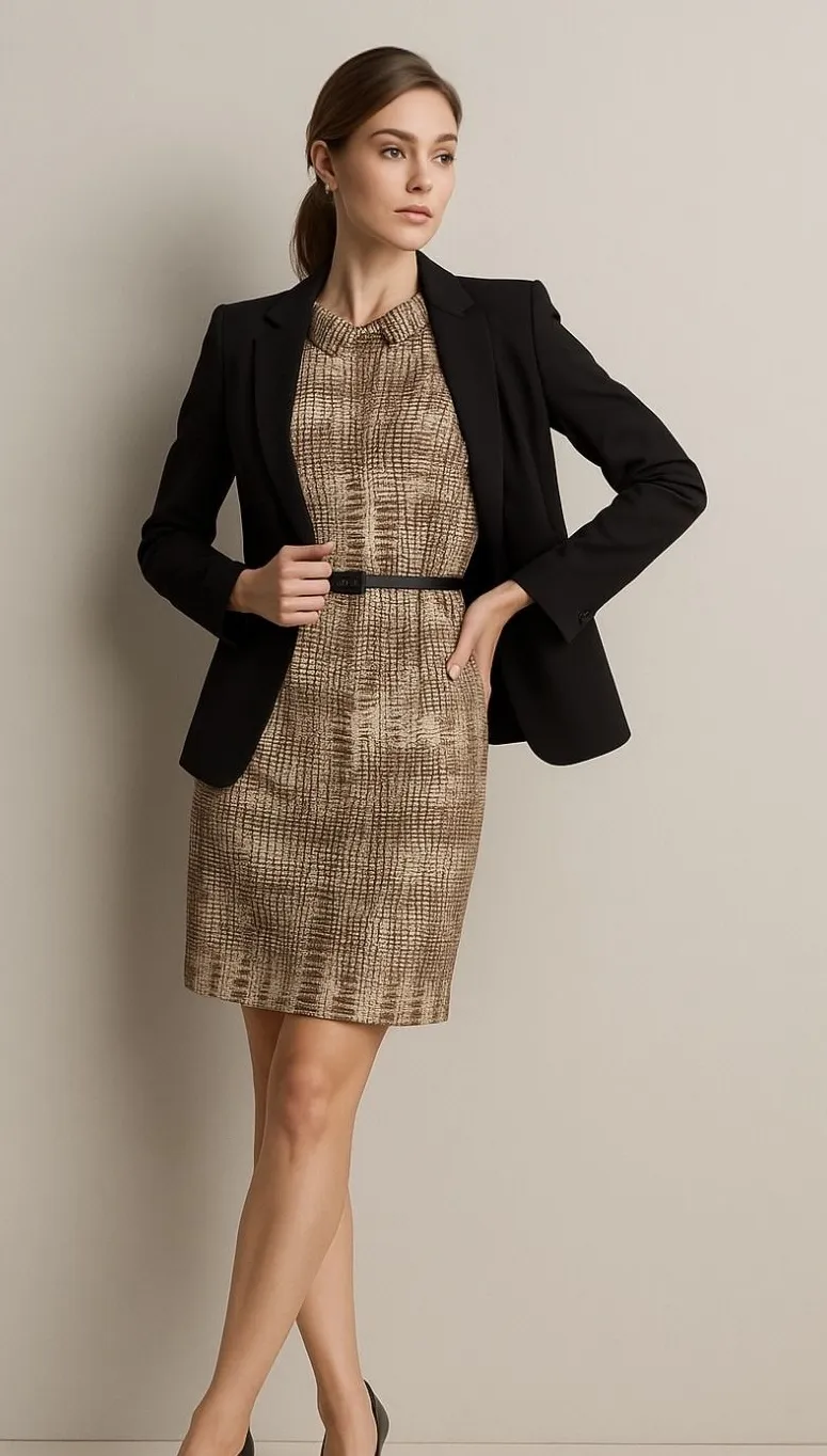 Carolina Herrera Dress Size 4 Brown Beige Sleeveless Sheath Career Elegant - Image 1