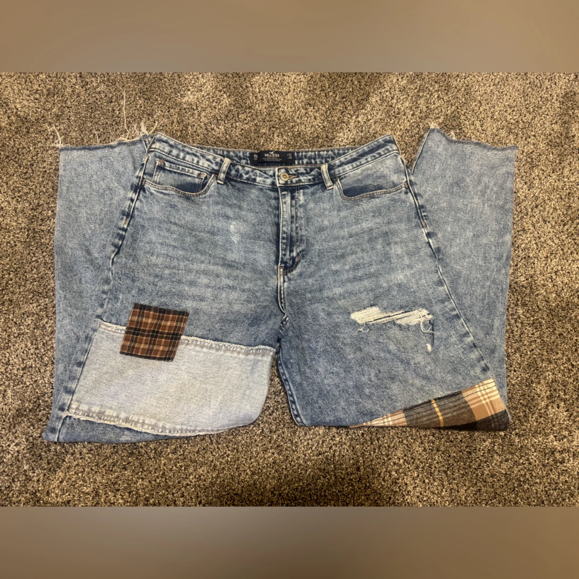 Hollister Blue Patchwork Boyfriend Jeans - Image 2
