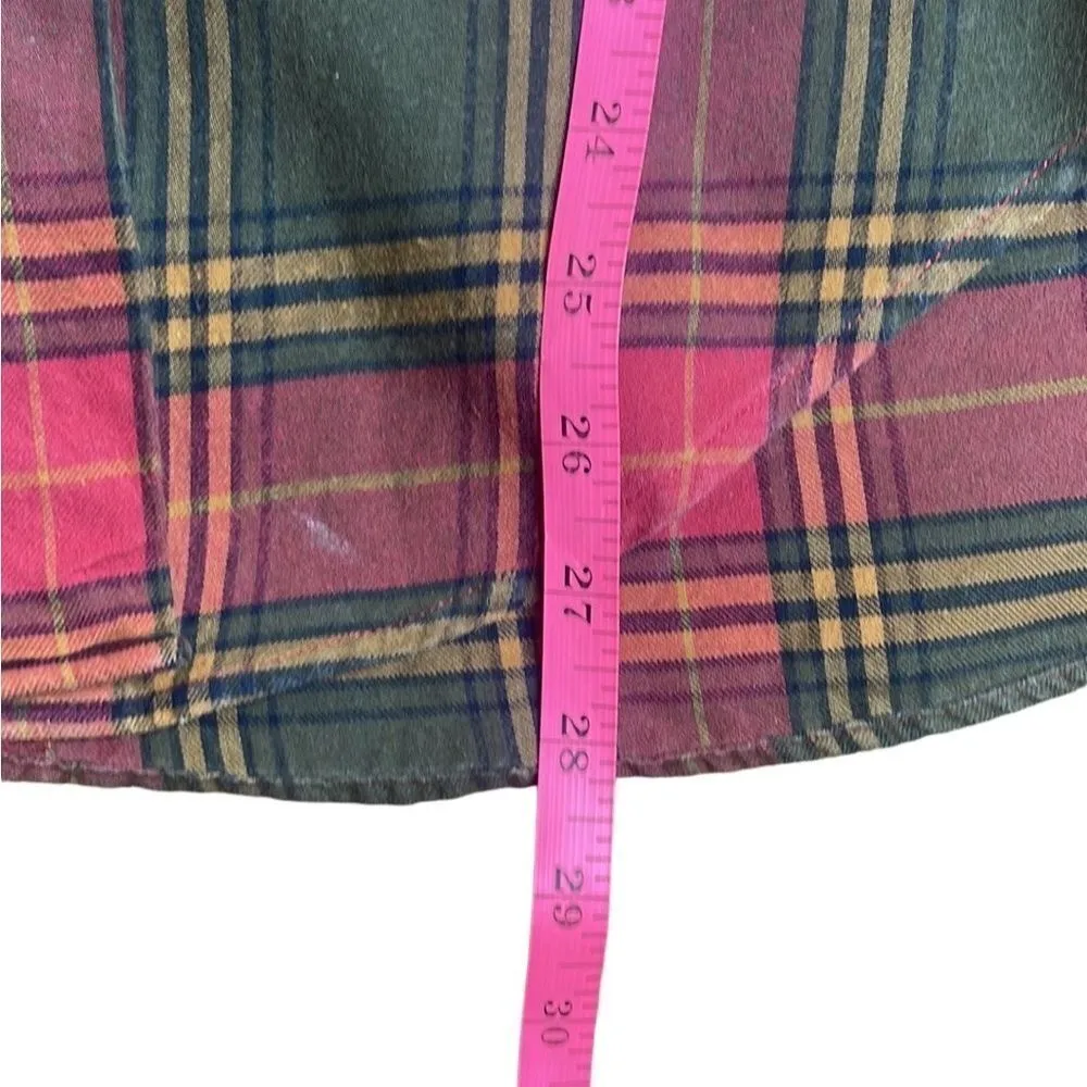 90s Vintage red and brown tartan plaid flannel button down women medium - Image 6