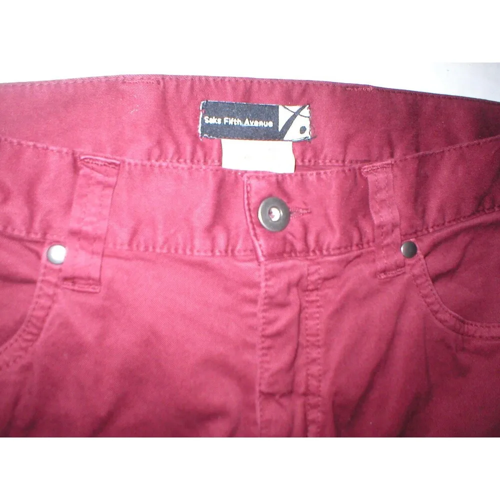 NWT New Womens Saks Fifth Avenue $148 Slacks Pants Red Dark 34 Tall 34 Inseam - Image 3