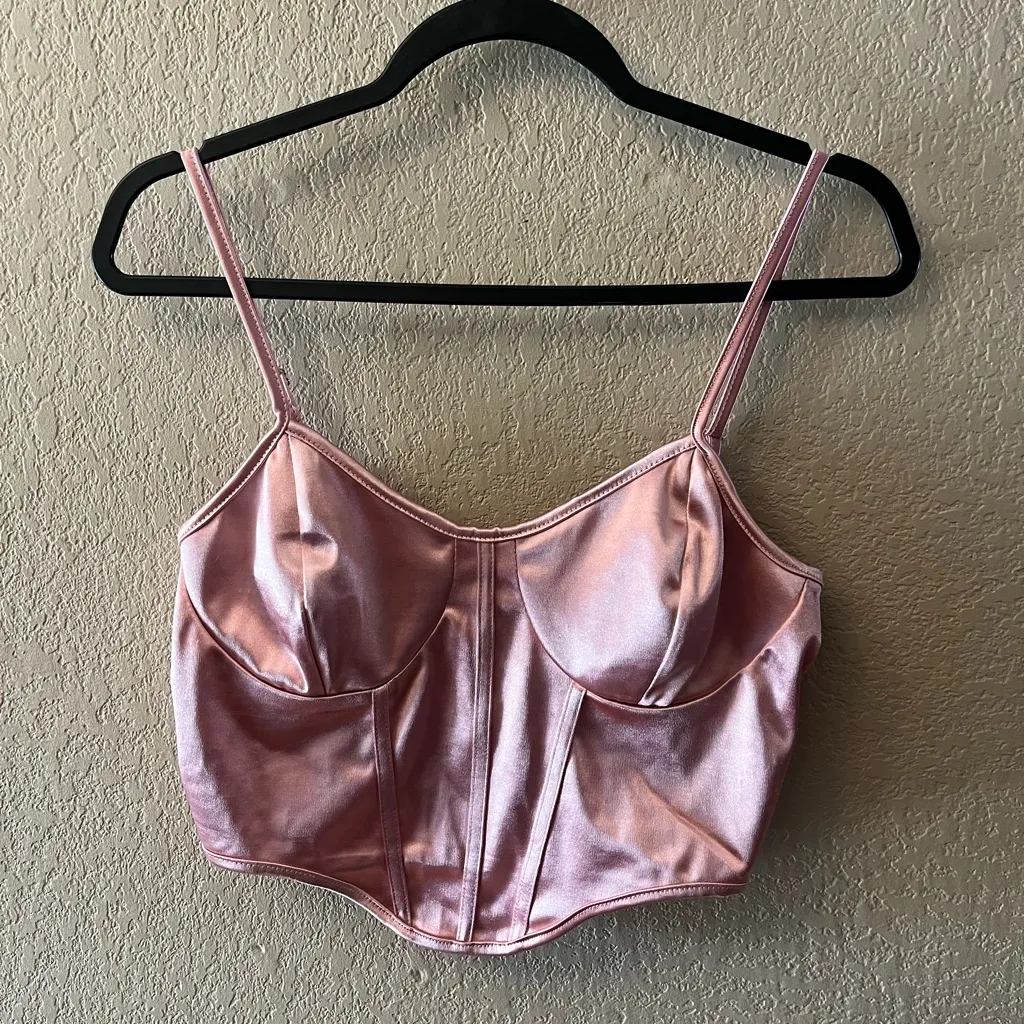 SheIn  Blush Satin Bustier Bodysuit - Image 2