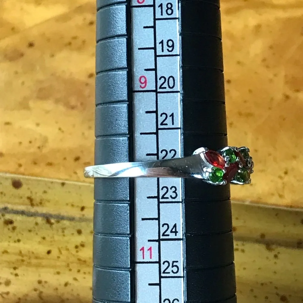 Natural Red Sapphire Chrome Diopside Sterling Silver Ring Size 10 - Image 7