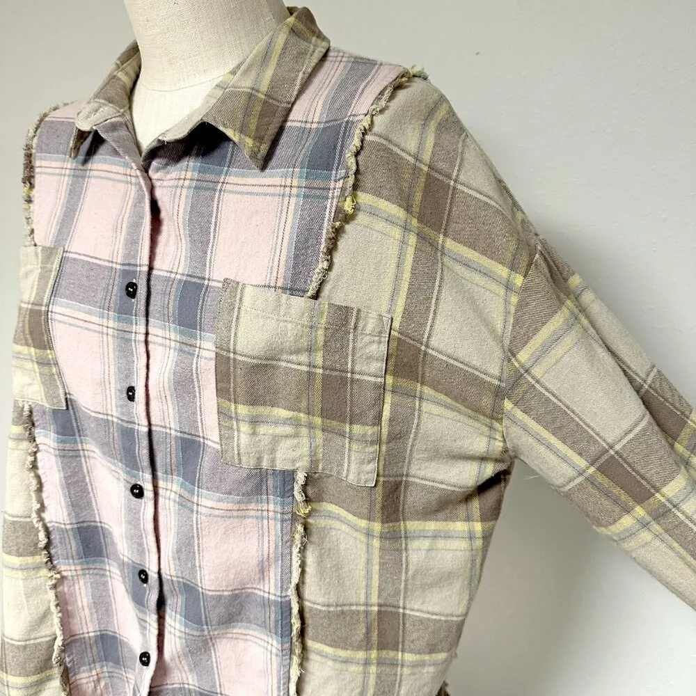 NEW Blue B Mix It Up Plaid Top Pink Size L - Image 4