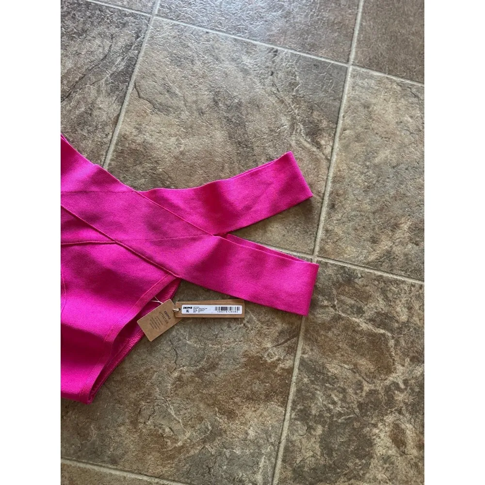 Skims Swim Knit Strappy Bikini Bottom Magenta Size 3X - Image 7