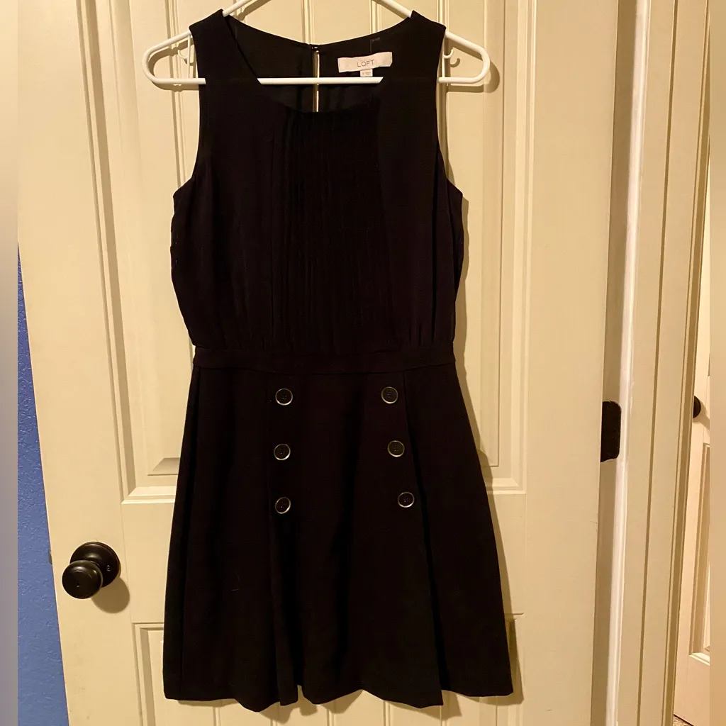 LOFT Black Sleeveless Button Detail Dress - Image 3