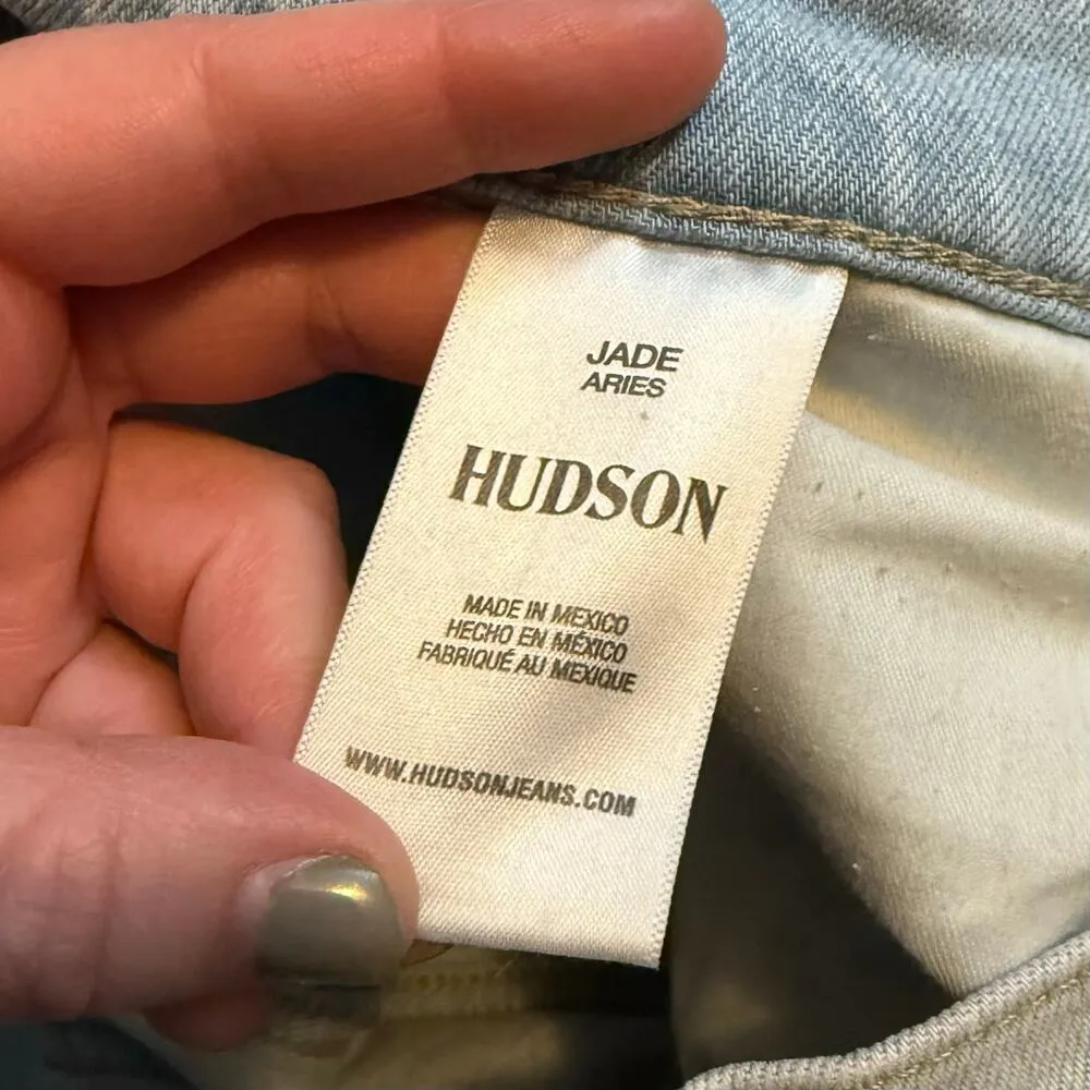 Hudson Jade Women’s 36  Blue Acid Wash High Rise Distressed Raw Hem Jeans Denim - Image 9