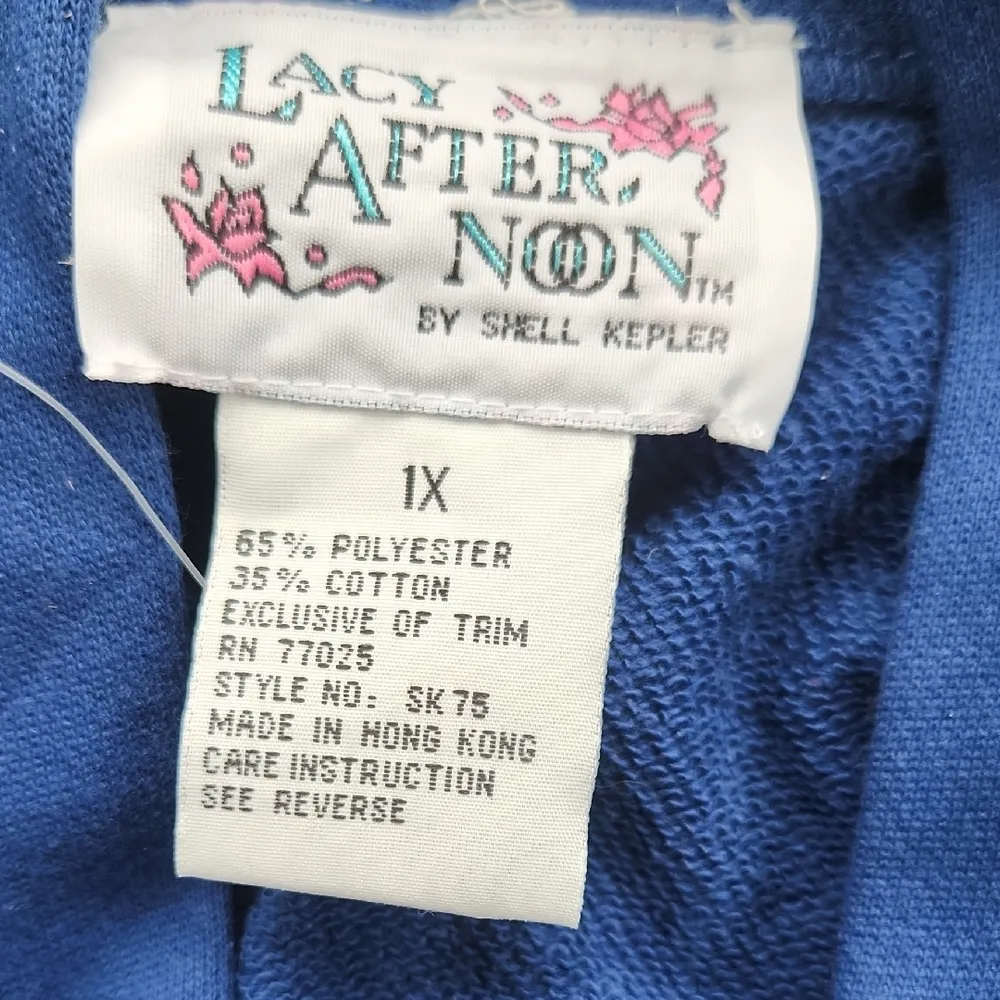 Vintage Lacy Afternoon by Shell Kepler Beaded Duster Cardigan Blue XL Size 1X - Image 3