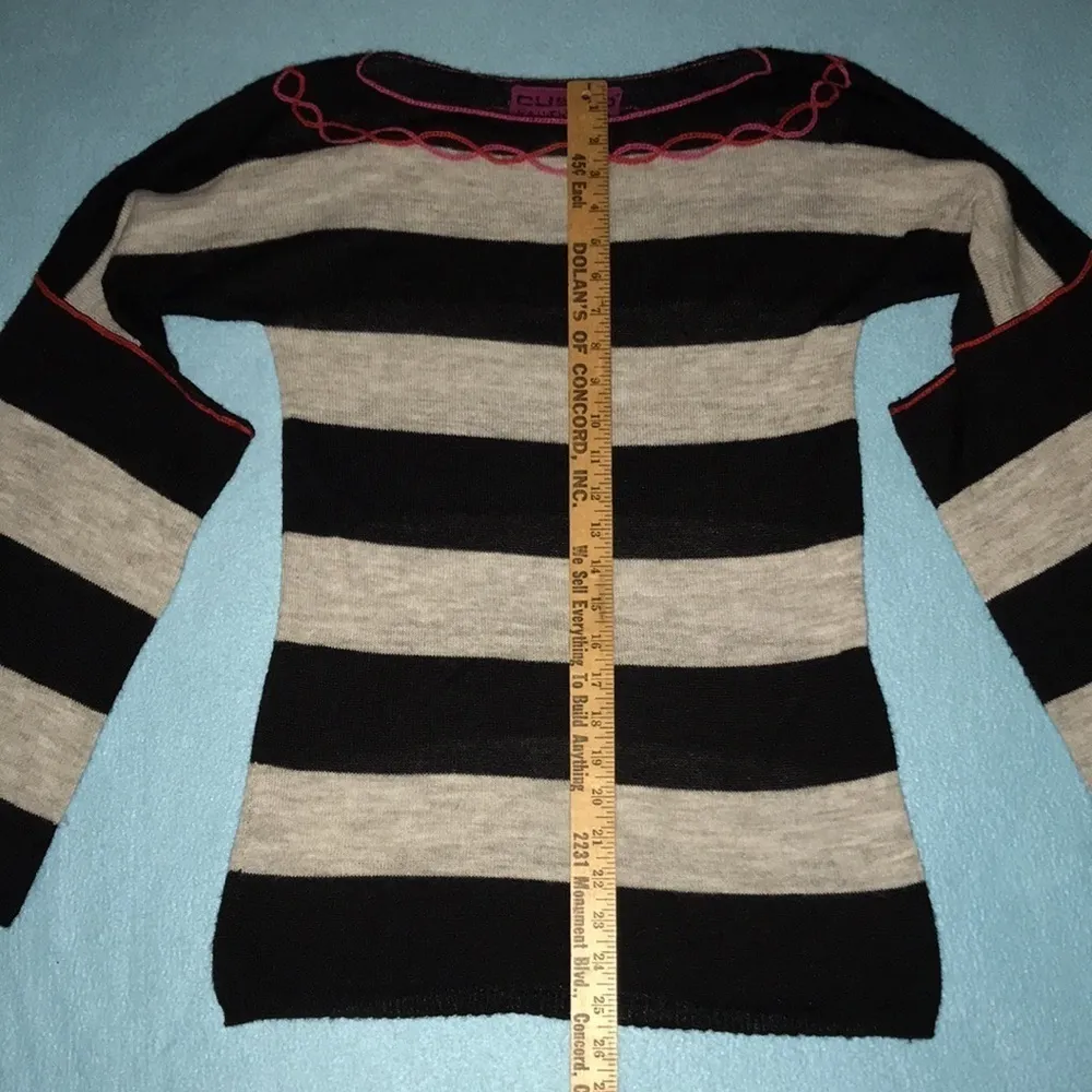 𝅺CUSTO knitwear bold stripes bell sleeves vintage soft sweater NEW size S - Image 6