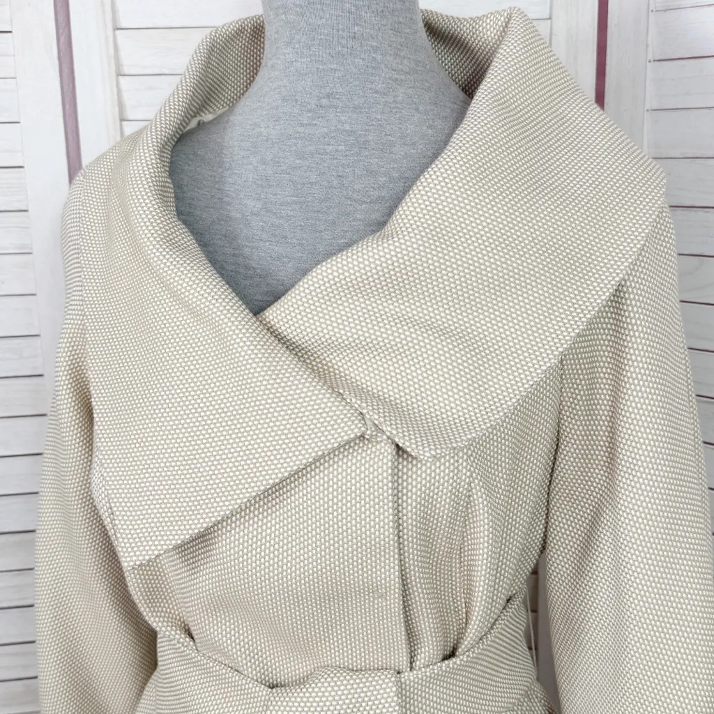 Magaschoni Open Shawl Collar Wrap Bell Sleeve Blazer Jacket Cream Tan 12 - Image 5