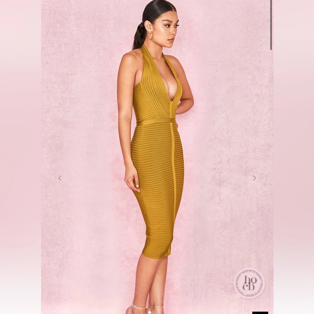 House of CB London Verbena Rib Bandage Halter Dress M - Image 3