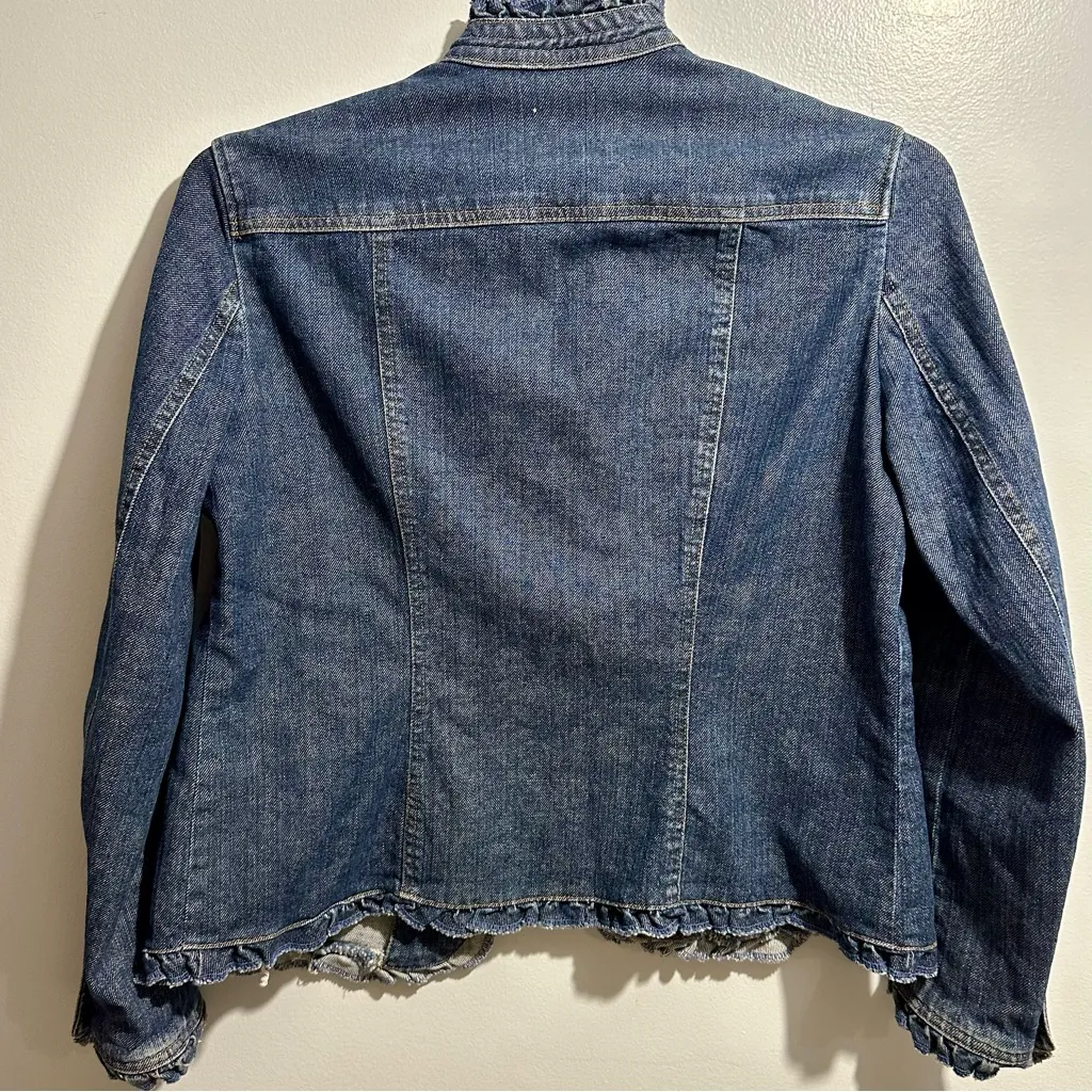 Jones New York Dark Blue Jean Jacket with Gold Accents (709) - Image 5