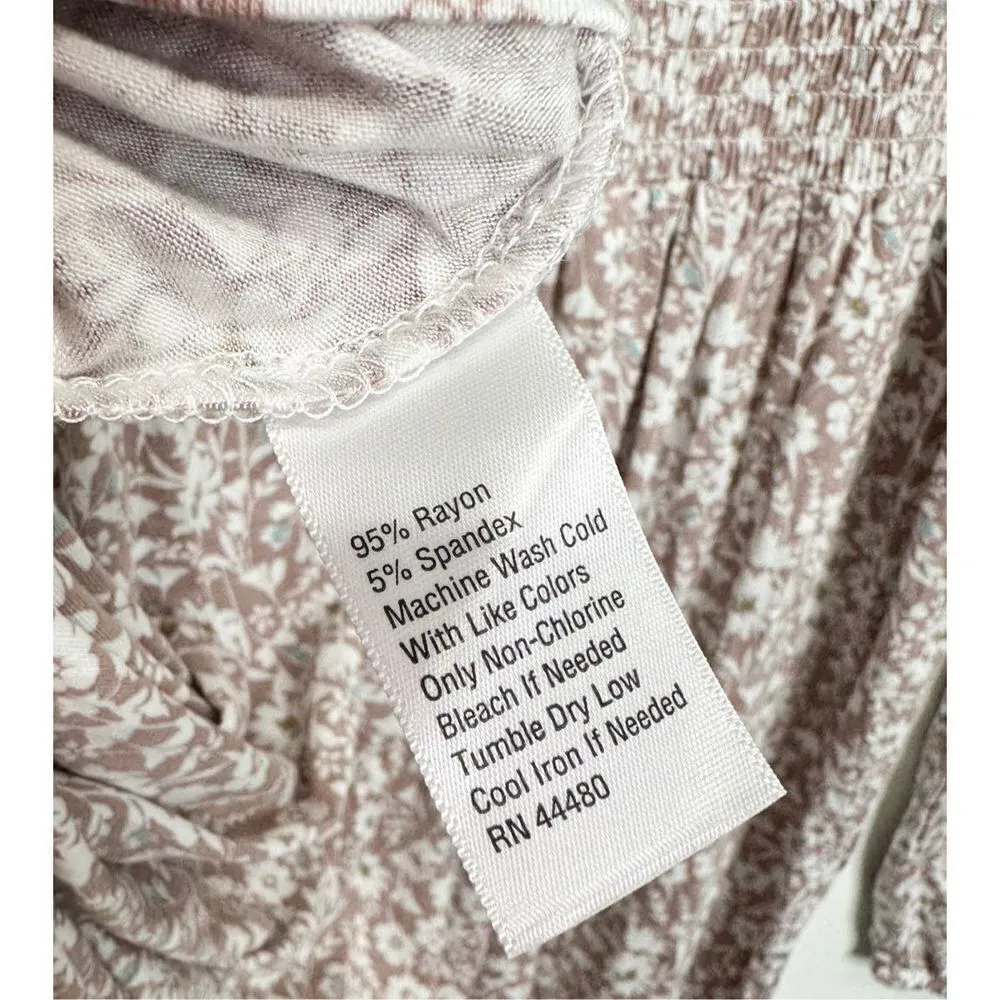 True Craft Dress Blouson XL Sleeve Floral Printed Smocked Mini Dress - Image 9