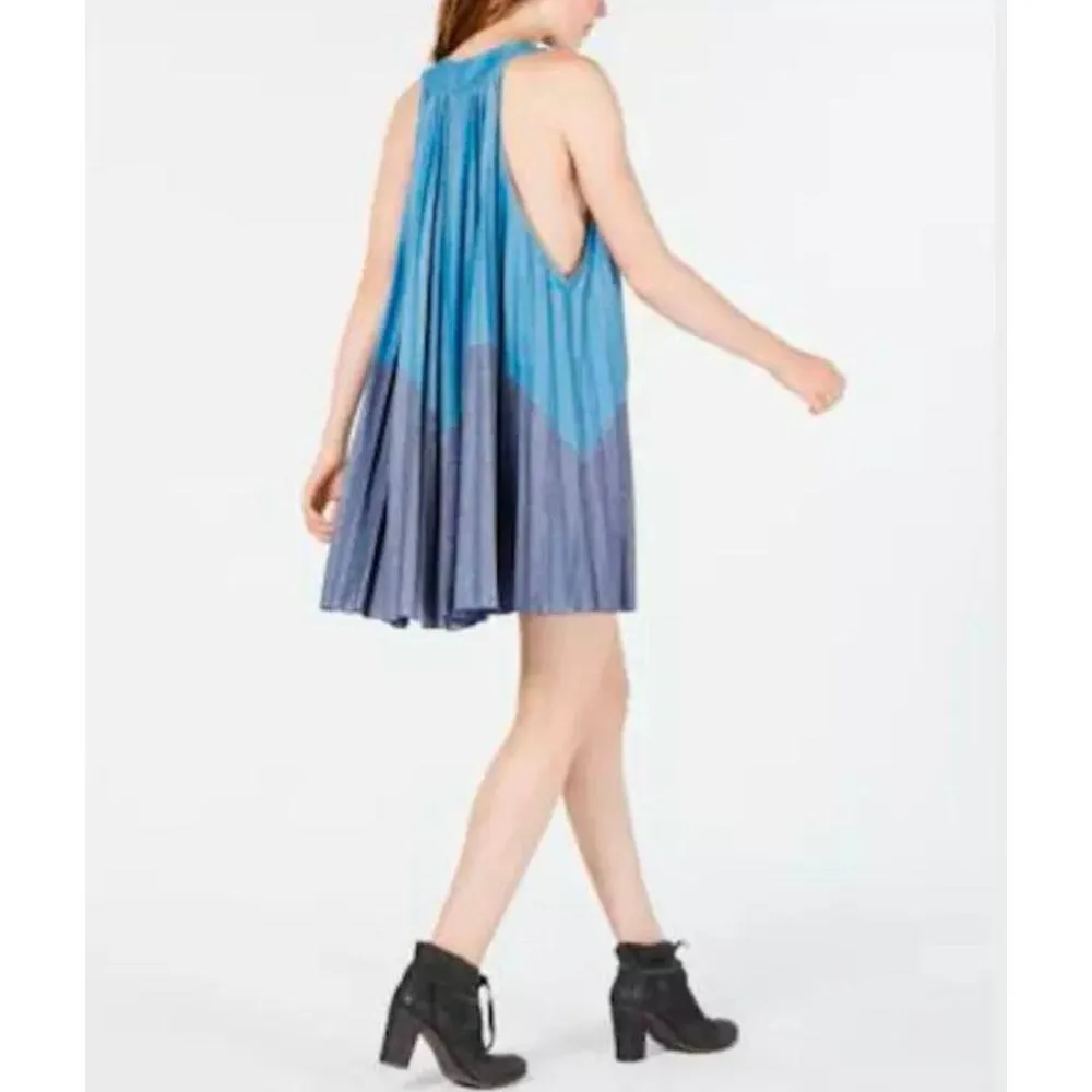Free People Pleated Love Mini Dress blue purple sp - Image 5