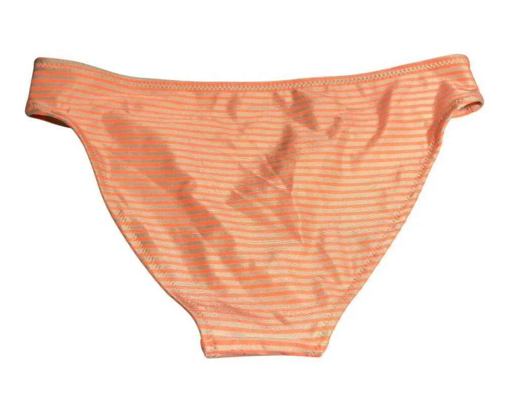 Aerie Bikini Bottom Hipster Brief Striped Neon Orange White XXS - Image 2
