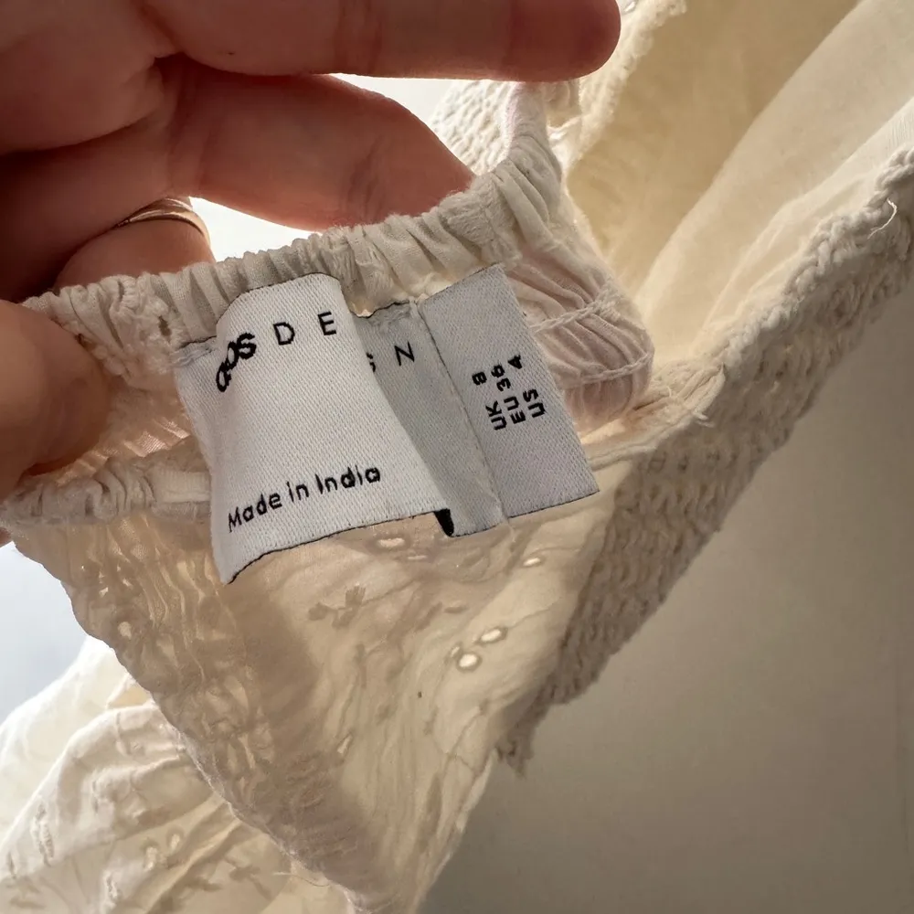 ASOS Cream Crochet Halter Mini Beachy Mini Dress Eyelet Details - Image 7