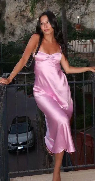 dress maxi midi Light Pink satin effect wedding party cocktail - Image 19