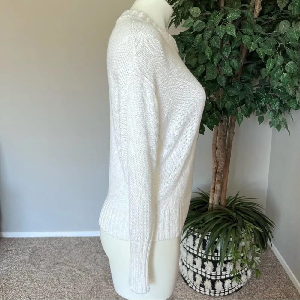 Something Navy Crewneck Sweater White - Image 4