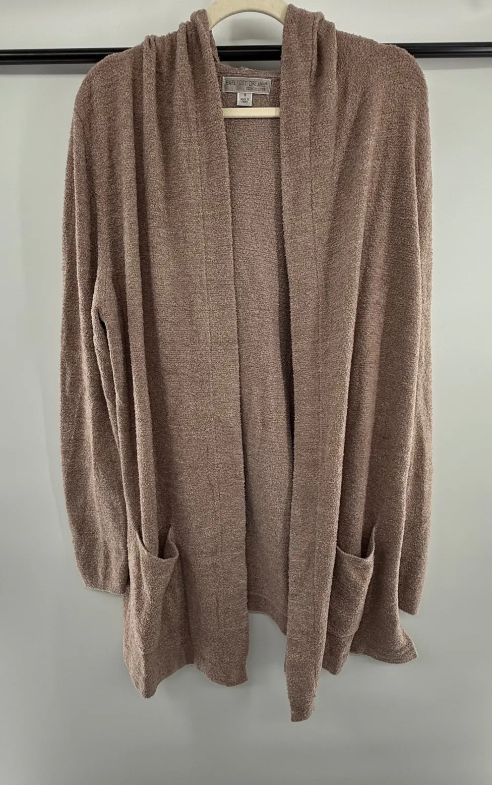 Barefoot Dreams CozyChic Lite Open Front Cardigan Taupe 1X Style 905 - Image 1