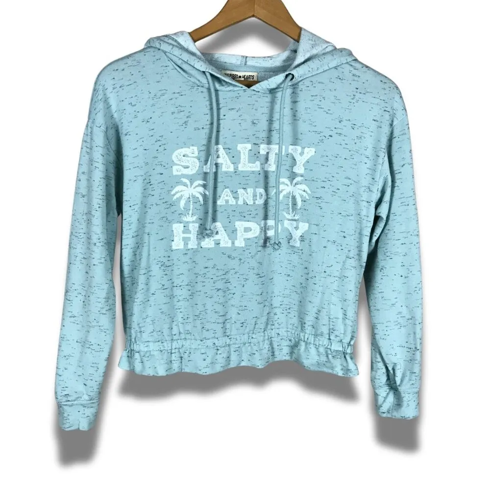 SALTY & HAPPY Beach Hoodie NWT MEDIUM Blue - Image 2