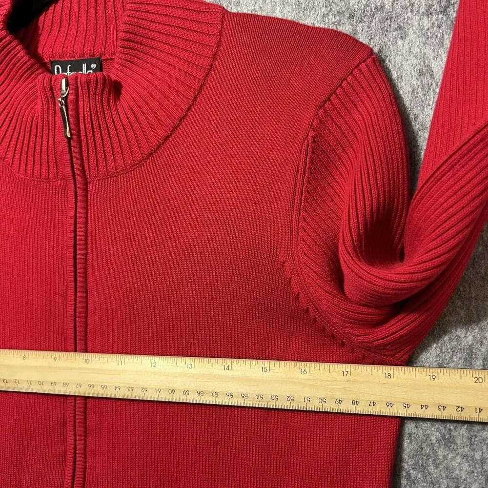 Rafaella Sweater‎ Womens Large Red Zip Up Pockets Ribbed Knit - Image 5
