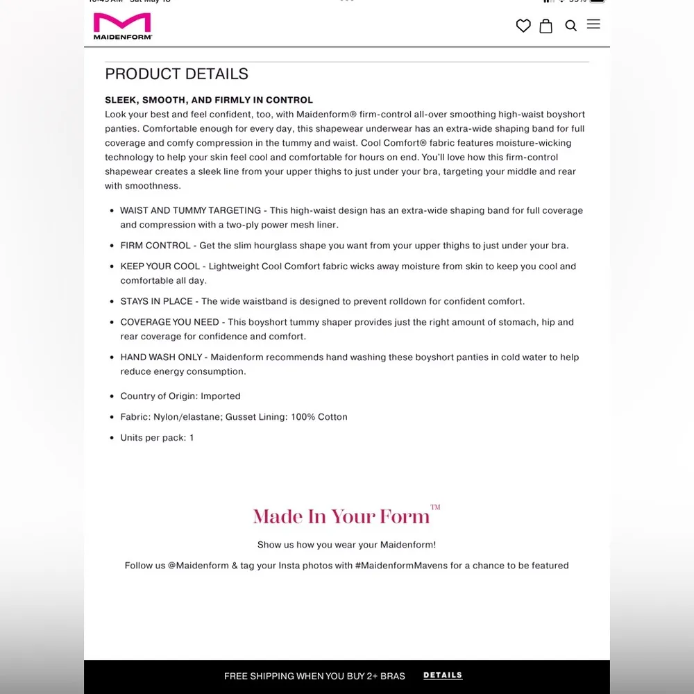 Maidenform  shapewear. Beige. Size Large - Image 3