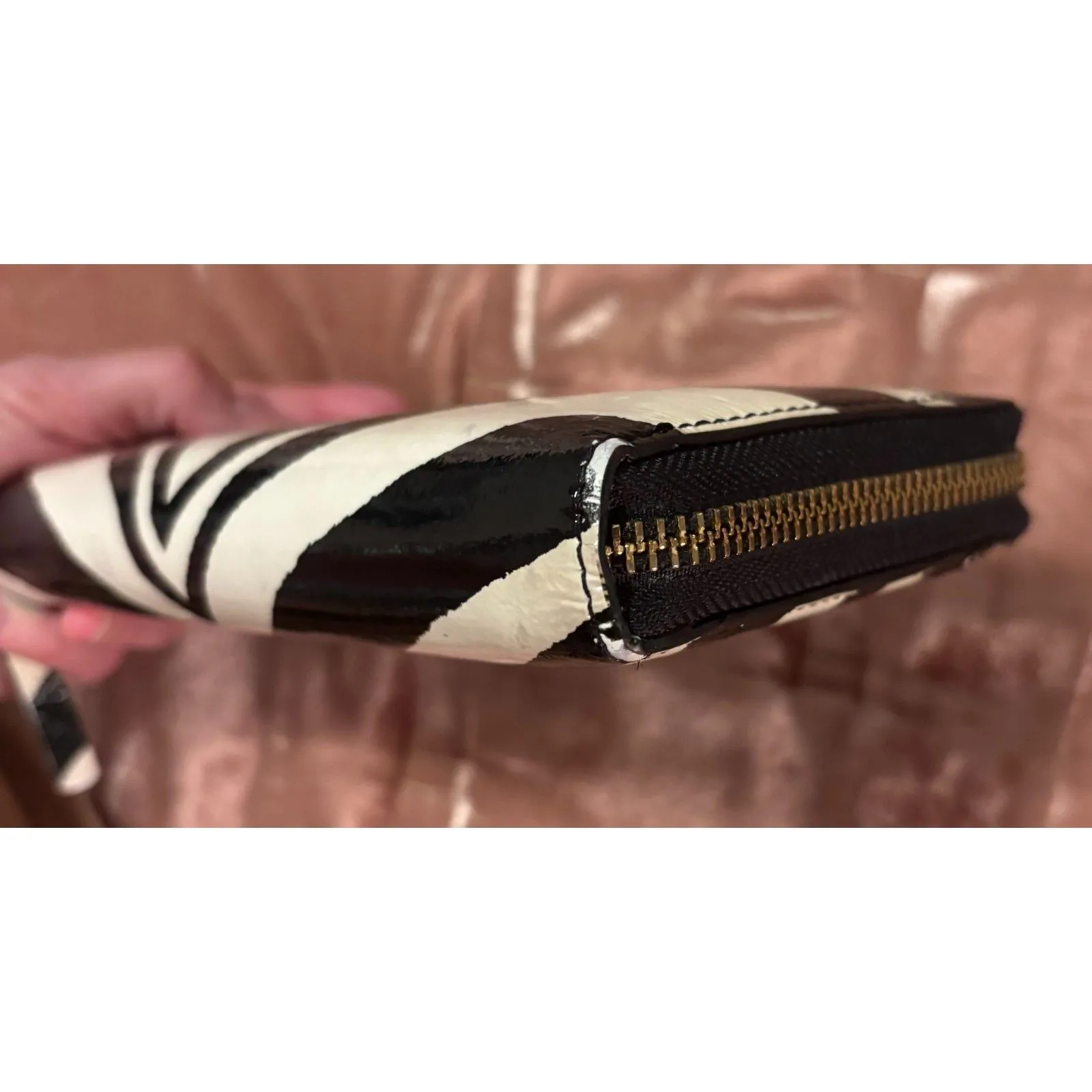 EUC Kate Spade Zebra Patent Lacey Accordion Zip Around Wallet, 7.5"x4"x1" - Image 13