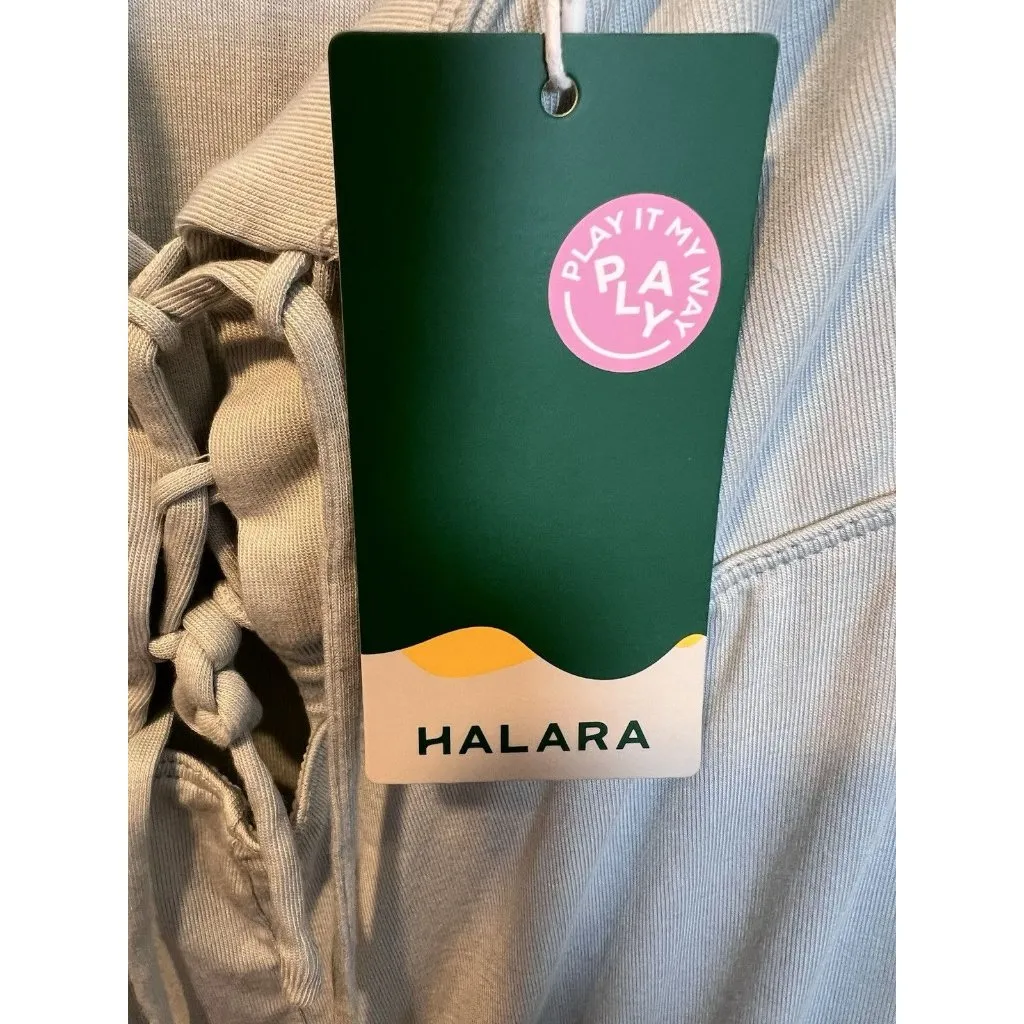 HALARA Ribbed Cowl Neck Lace Up Midi Dress Size XL Fairest Jade Green Side Slit - Image 9