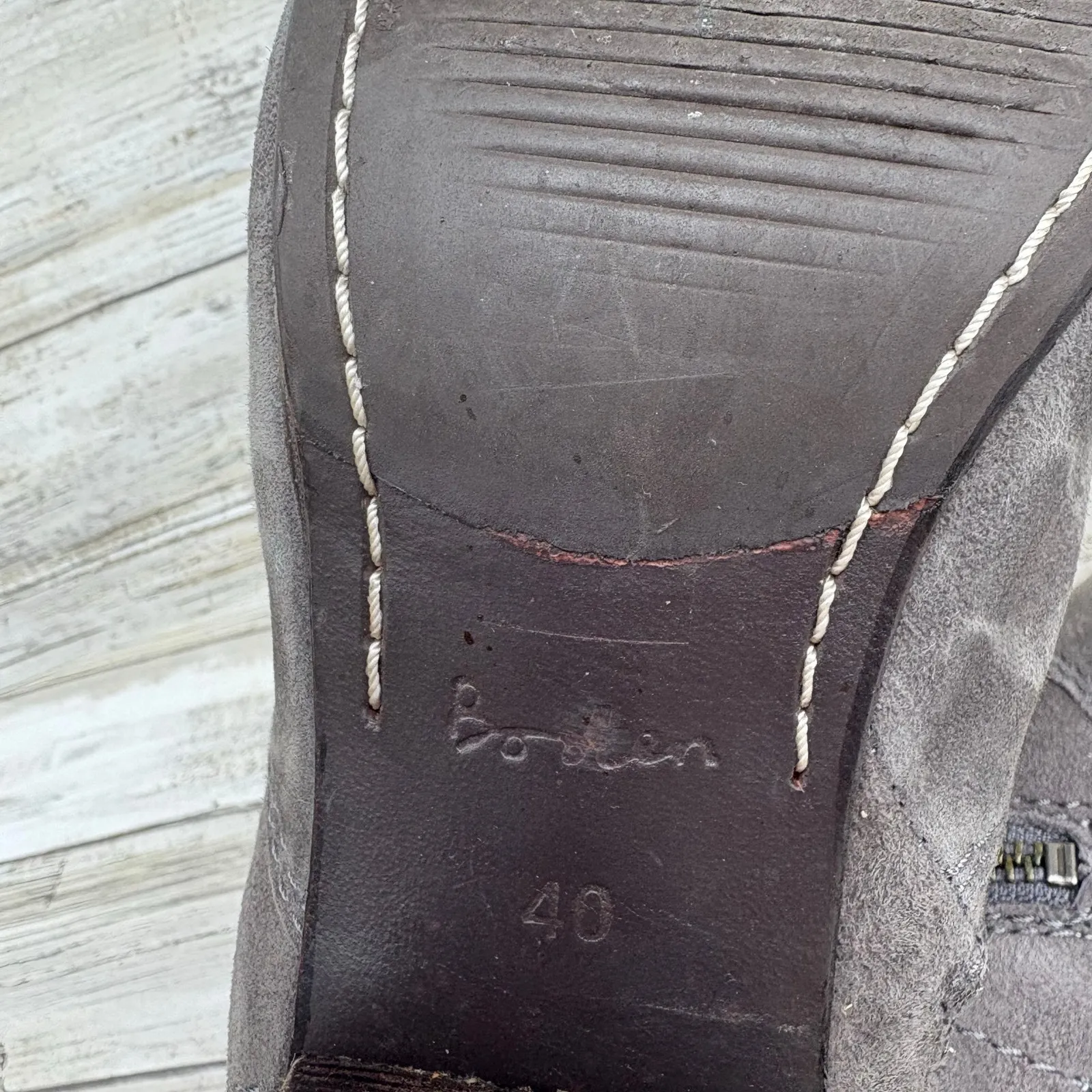 Boden Ankle Booties Sz 40/US 8.5 Gray Suede Size Zip Western Casual Boho Cowgirl - Image 9