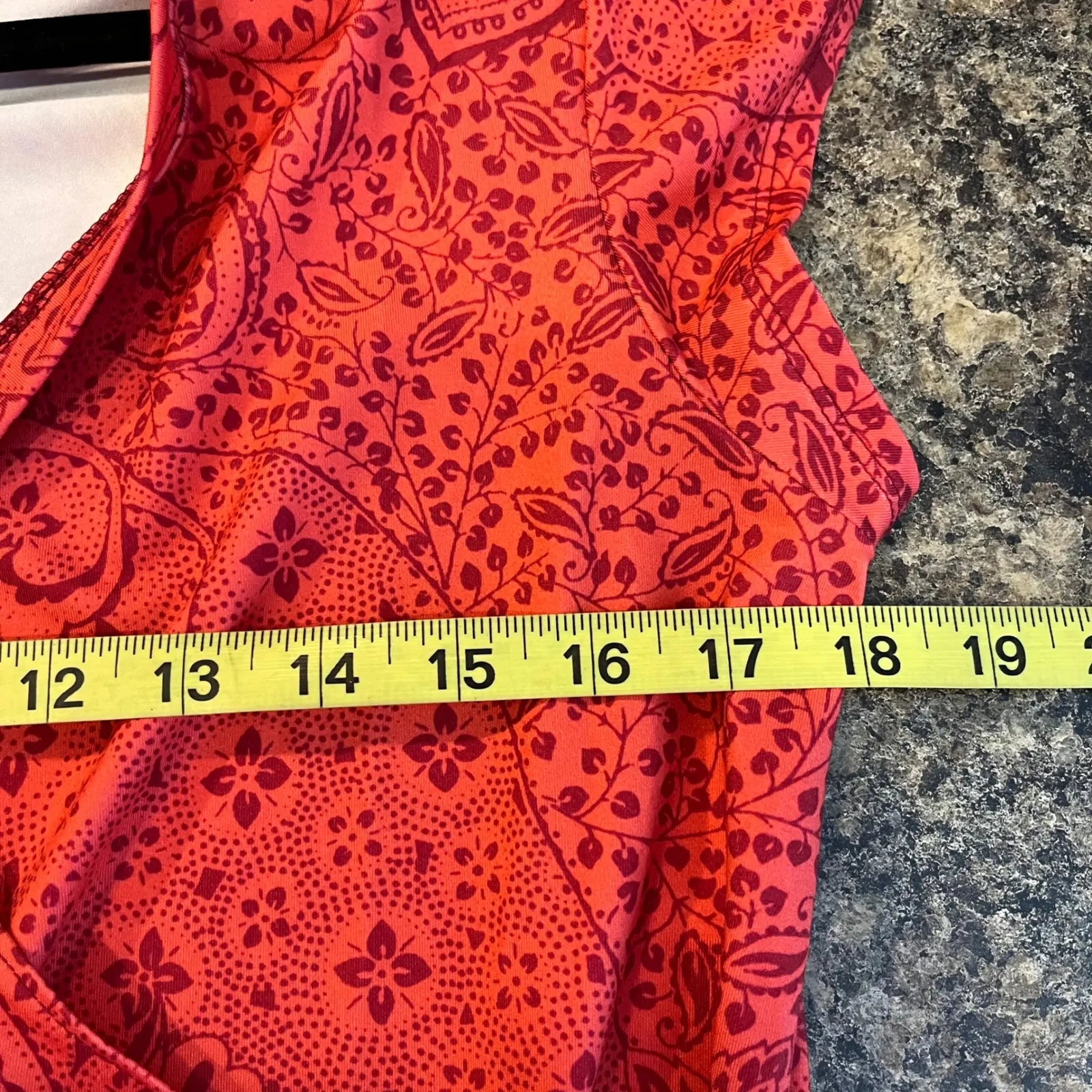 Athleta Nectar Medium Red Paisley Print Faux Wrap Cap Sleeve Knee Length Dress - Image 9