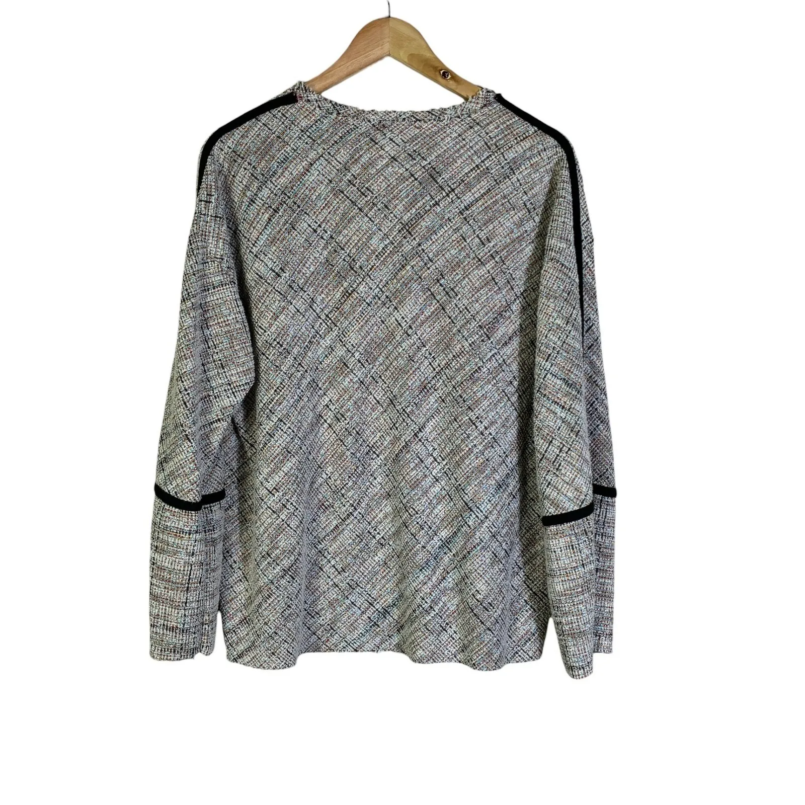 Zara Textured Knit Long Sleeve Top Womens M Neutral Minimalist Modern Chic - Image 6