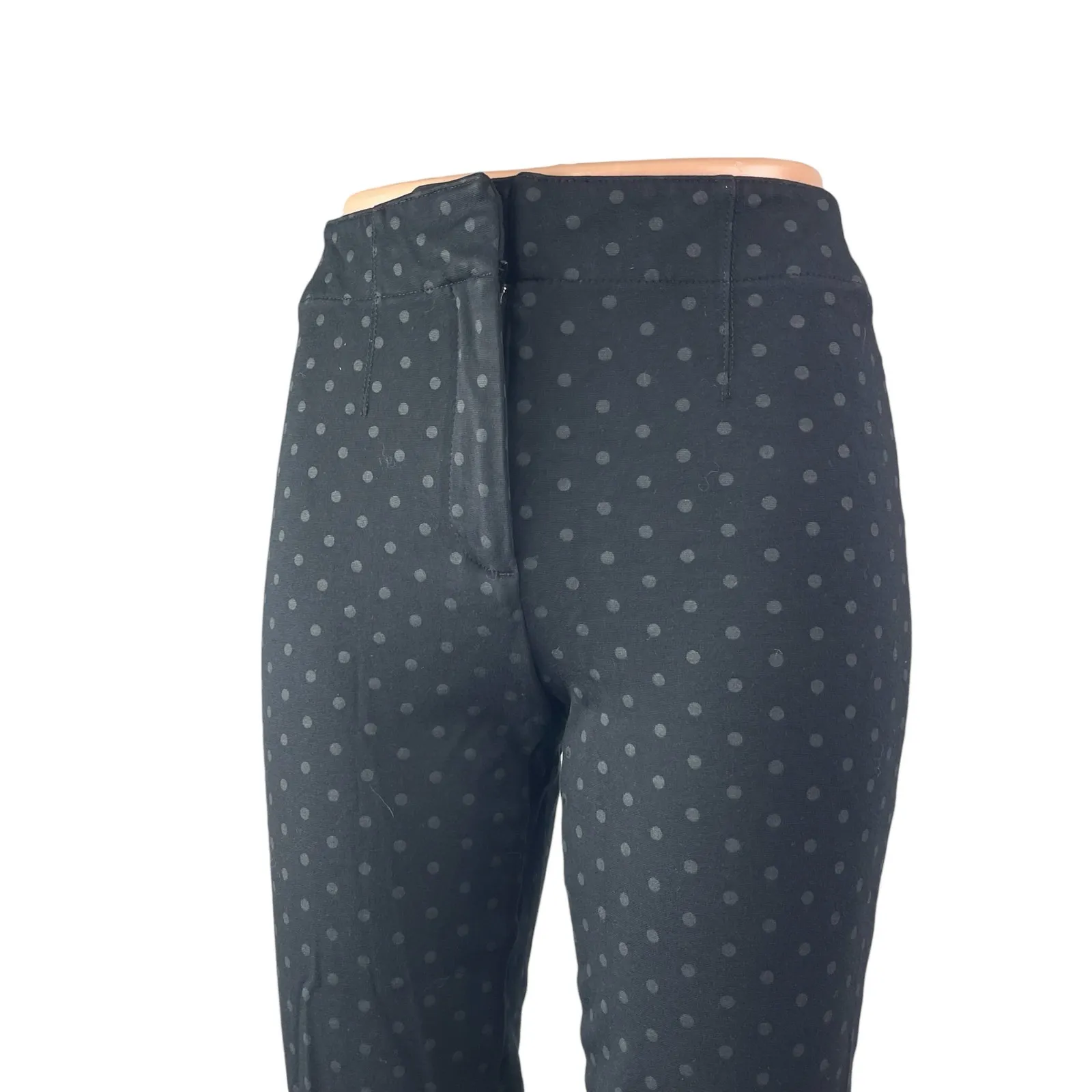 Ann Taylor Women's Black Polka Dot Mid Rise Skinny Cropped Trousers Pants Sz 00P - Image 3