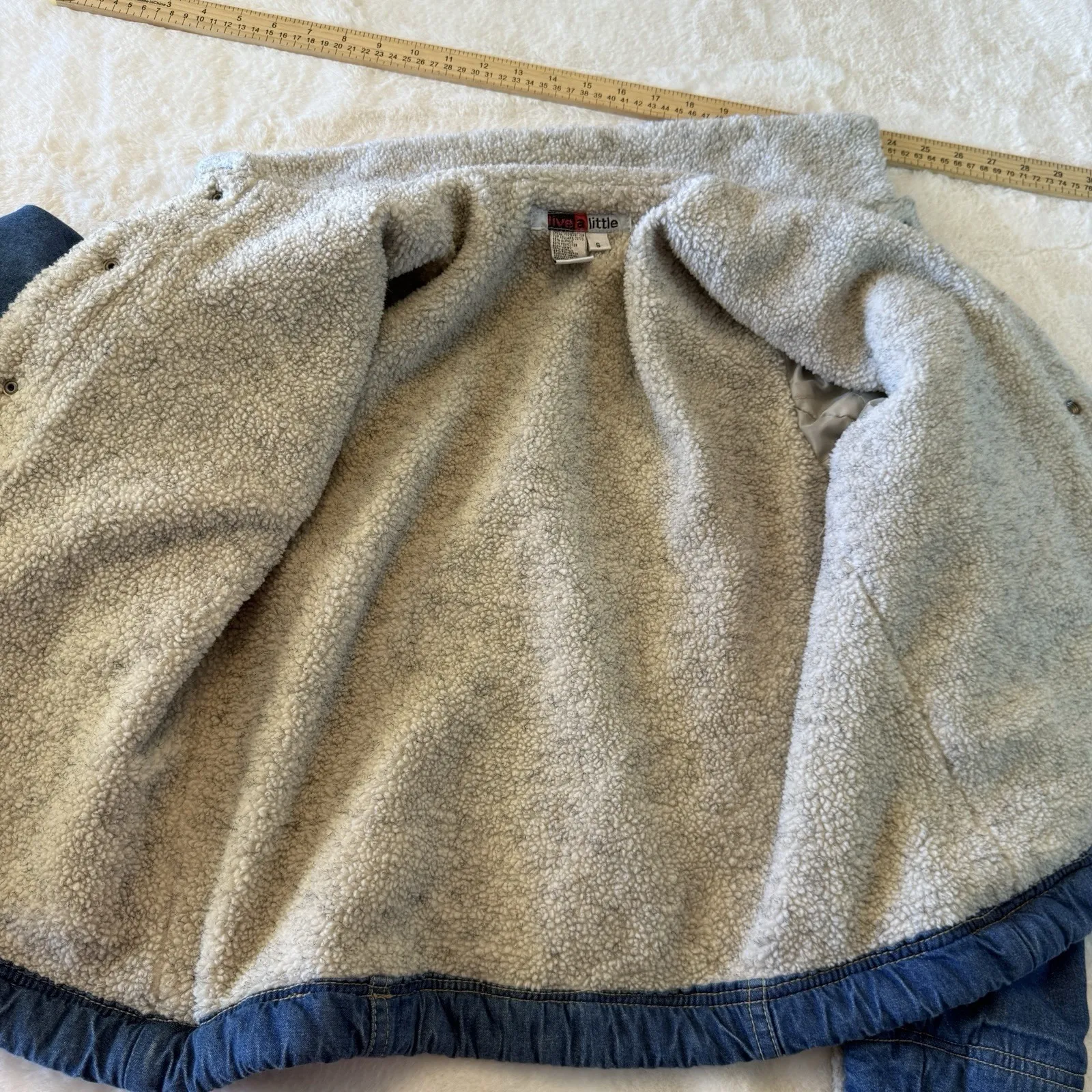 Vintage 90s Sherpa Lined Denim Jacket Women's Small Jean Coat Grunge Barn Chore - Image 7